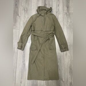 REMAIN Birger Christensen Olive Green Trench Coat Size 0 Long Jacket